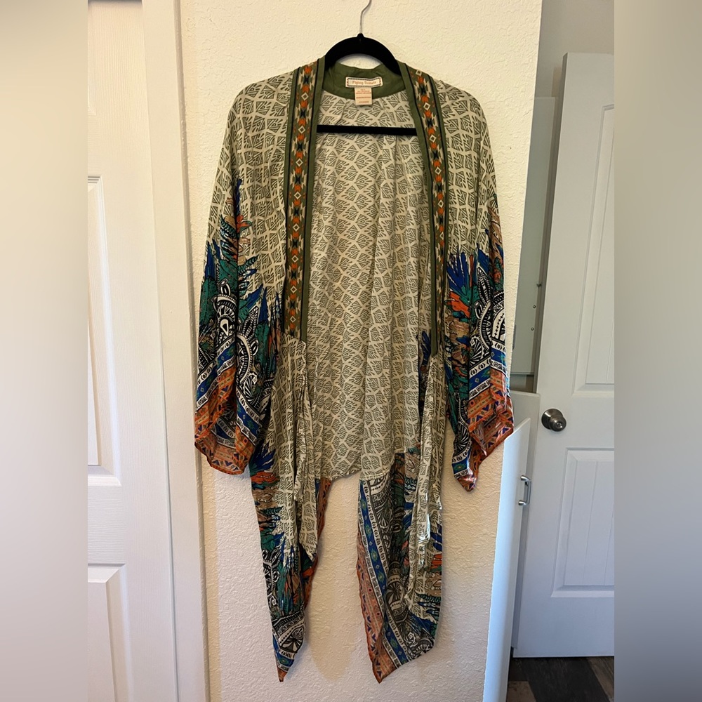 Flying Tomato Women Sz M / L  Rayon Duster Kimono Flowy Aztec Pattern Multicolor